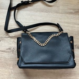 Black Crossbody with Gold Rivets and Chain